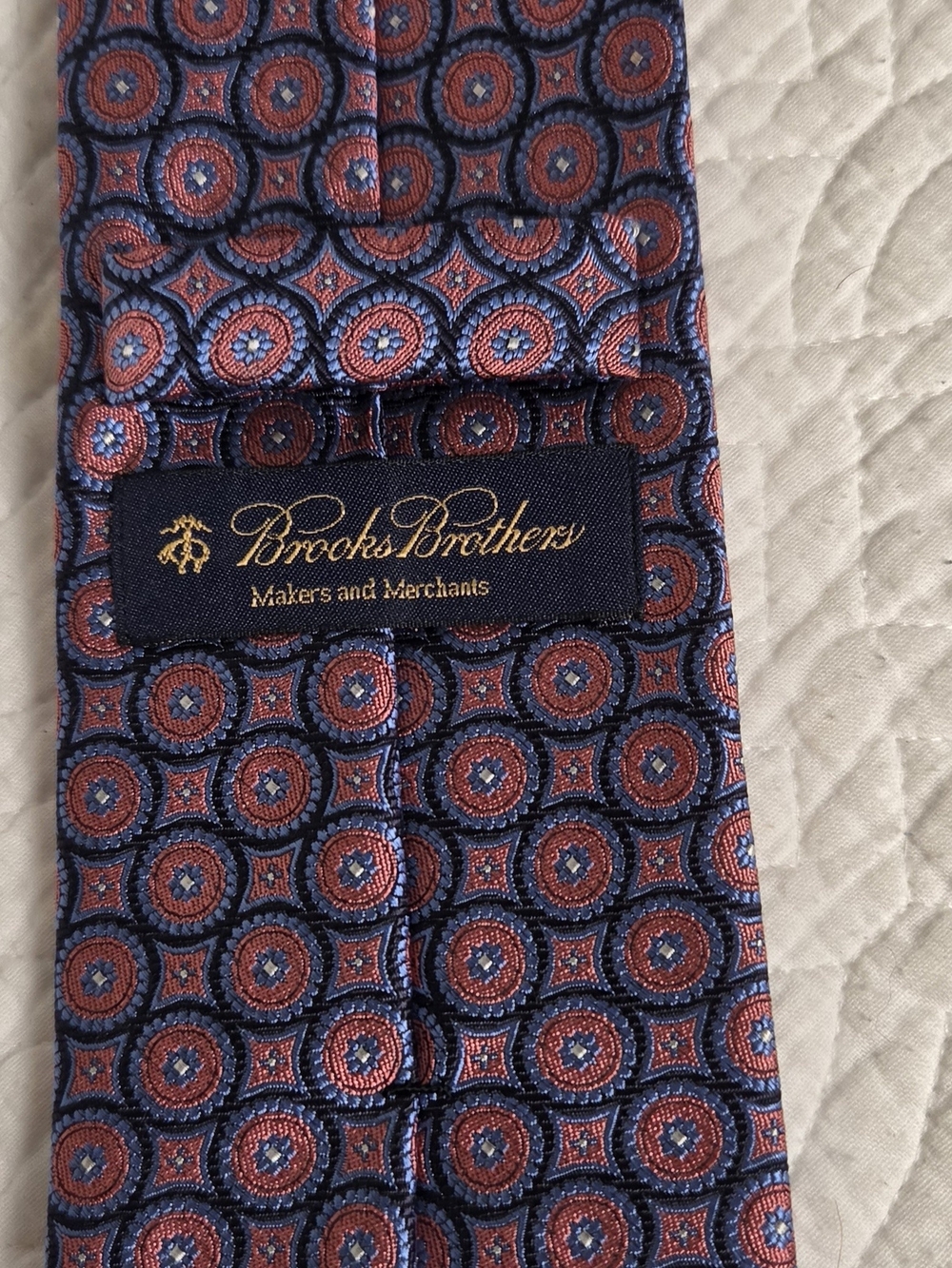 Mens Brooks Brothers Tie Geometric Medallion - Picture 2 of 5